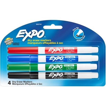 Dymo DRY-ERASE MARKERS, FINE POINT, NONTOXIC, 4PK SAN86674K